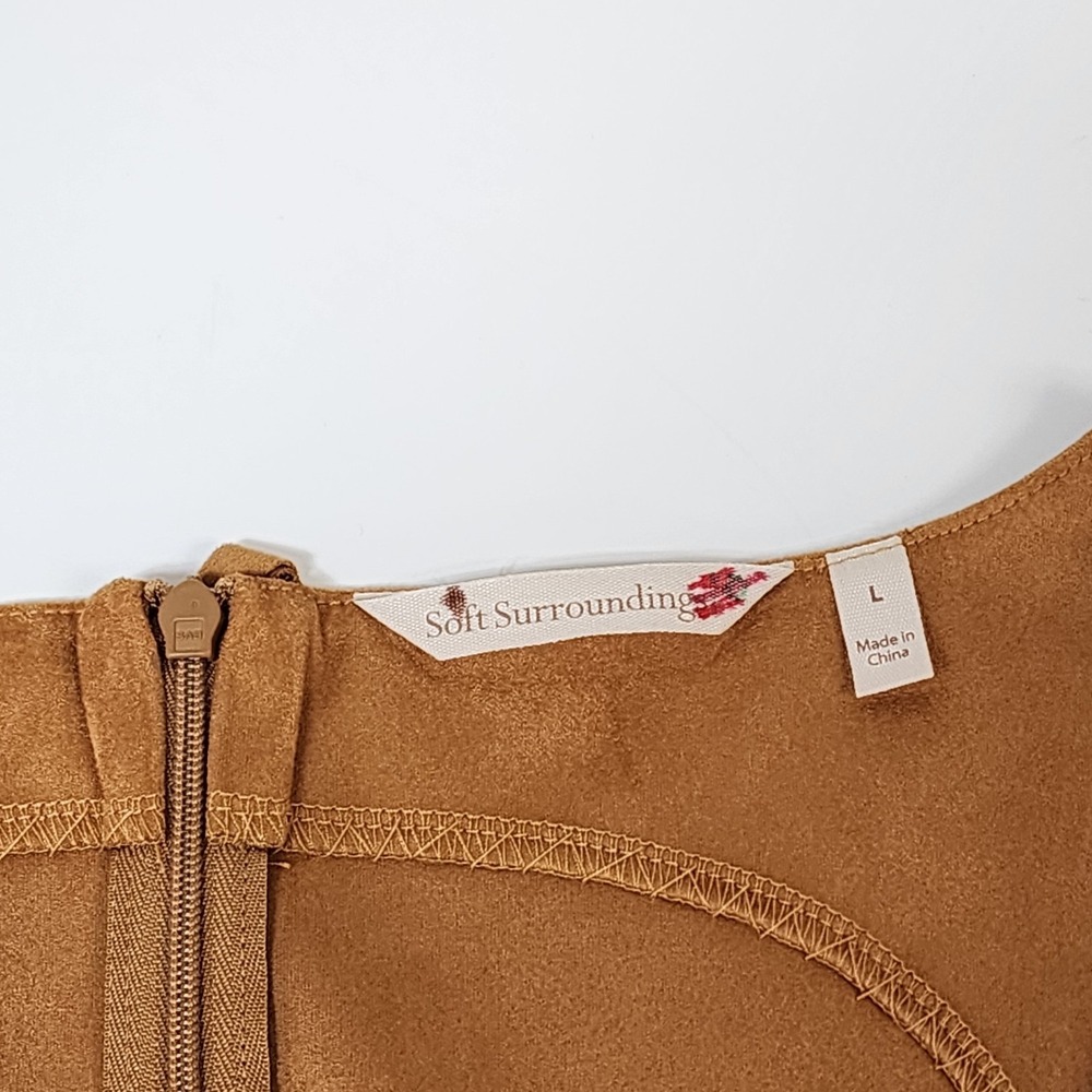 Soft Surroundings Constance Top Women's L Brown Sugar Faux Suede Embroidered View 5